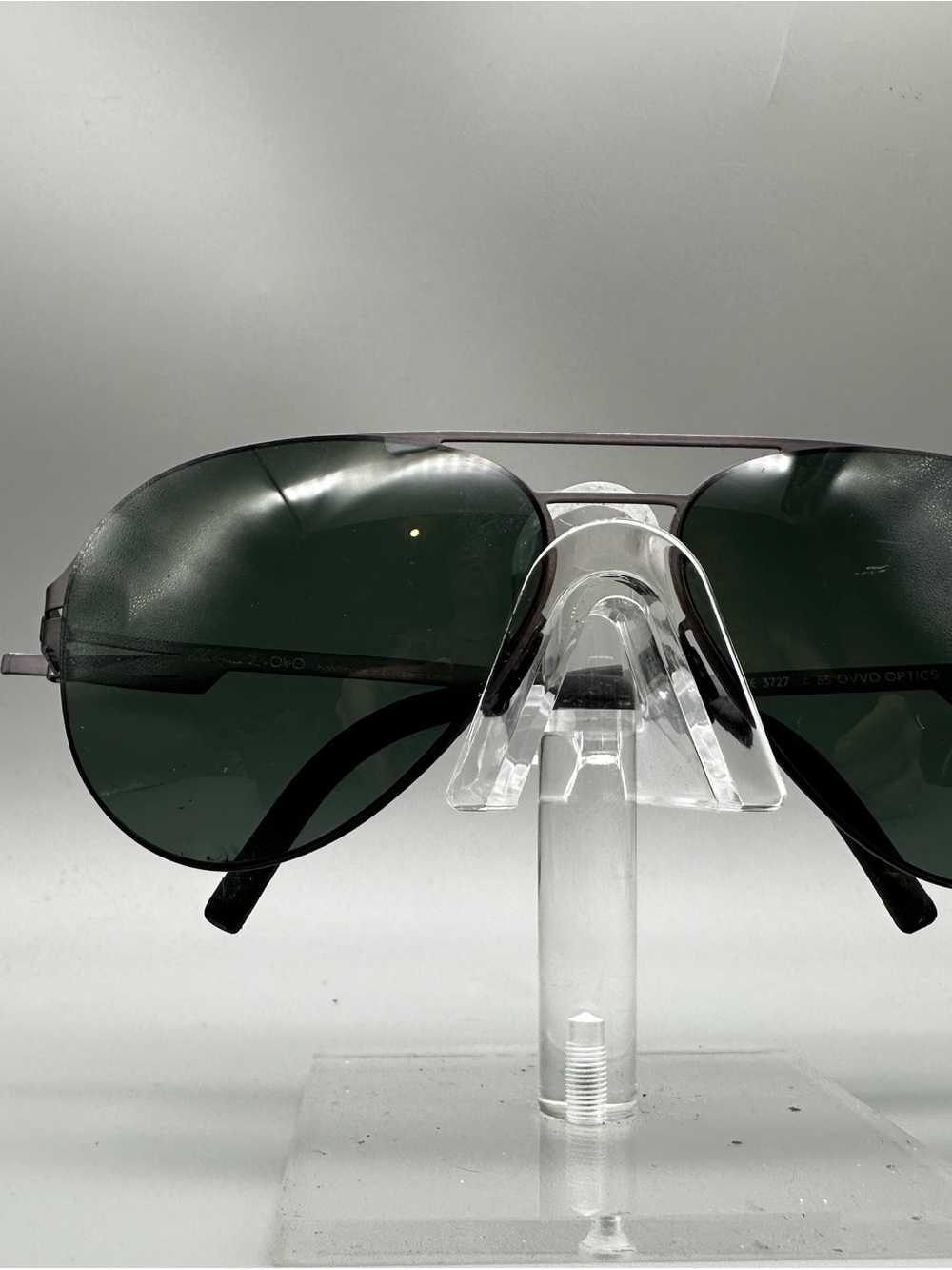 OVVO Optics 3727 Aviator Sunglasses Handmade Dark Green Lens Metal Frame EU